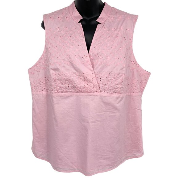 J.Jill XL Extra Large XL Pink Sleeveless Blouse Top Embroidery Sleeveless New - Picture 1 of 10